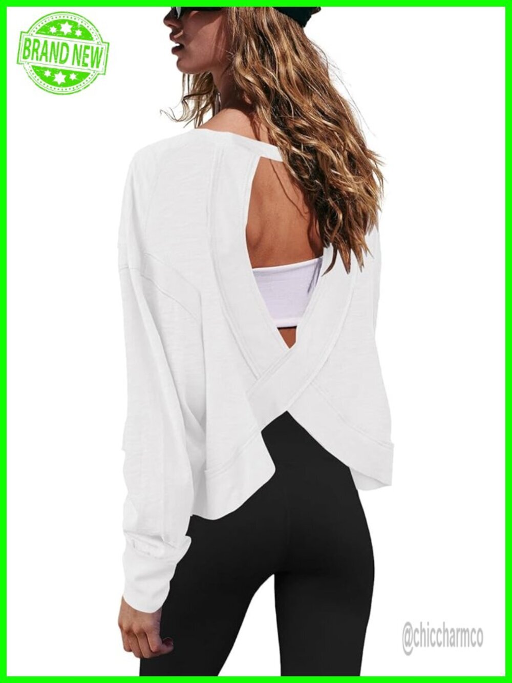 Open Back Long Sleeve Crop Top Workout Tee